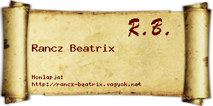Rancz Beatrix névjegykártya